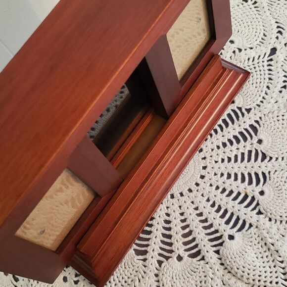 Beautiful Vintage Wooden Picture Frame  with One Center and 2 Sliding Windows - Picture 5 of 16